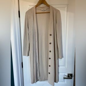 Women’s Loft Long Boyfriend Cardigan - Tan. Size Small